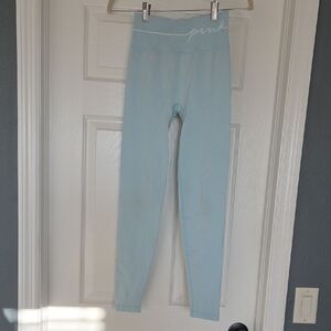 Victoria Secret Love PINK Seamless Leggings Sky Blue Leggings Size XS, Like New